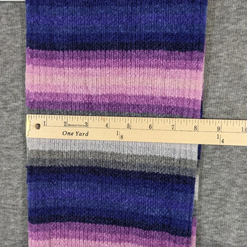 Merona Womens Purple Blue Pink Striped Chenille Ribbed Knit Winter Scarf